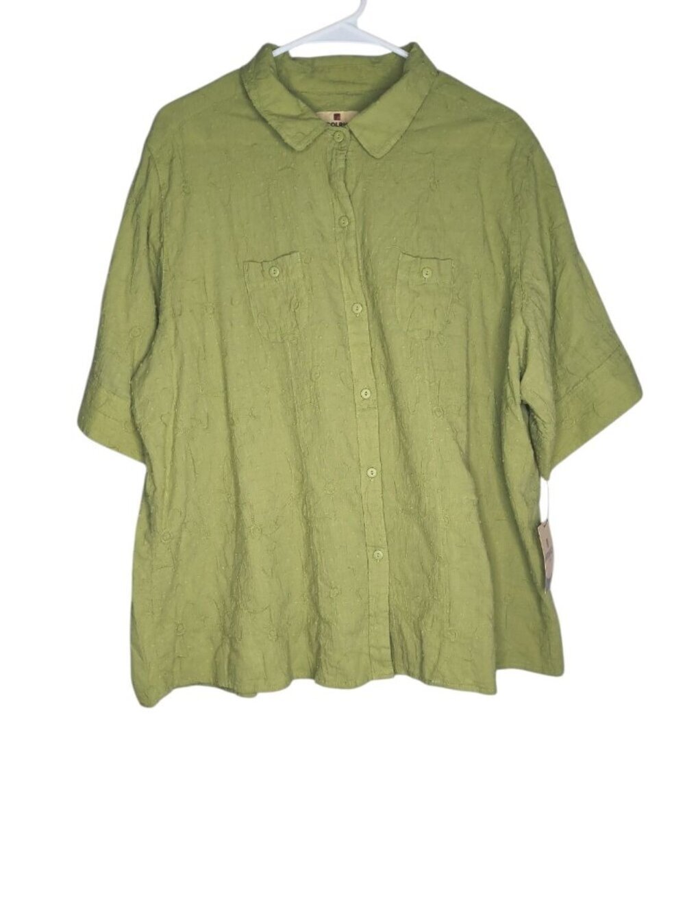 Woolrich Surf Sage Green 2235 100% Cotton Short Sleeve Button Down XXL